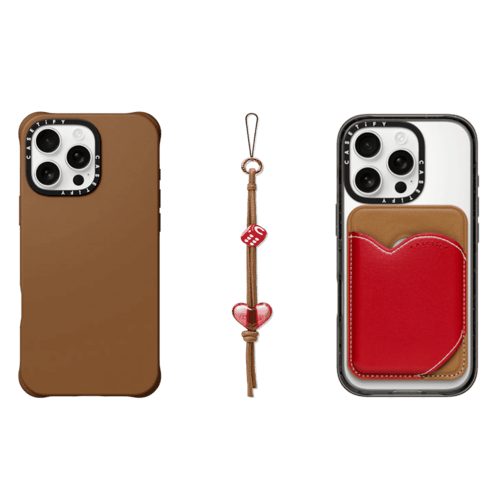 - - 3-in-1 BioVeg Set- iPhone 16 Pro Max (Tan) & Heart Wallet (Tan) & Phone Charm (Tan)