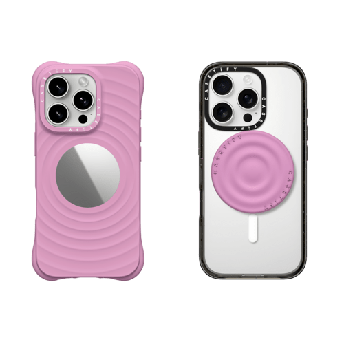 - - 2-in-1 Essentials Garden Set 2 - Ripple Mirror Case - Radish - iPhone 16 Pro& Snappy Ripple Grip Stand - Radish