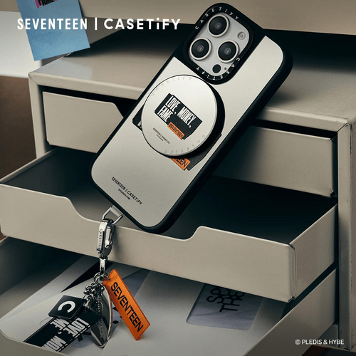 - - SEVENTEEN Special Set - iPhone 16 Pro Max Mirror Case & Mirror Snappy Grip Stand & SEVENTEEN Charm Keychain