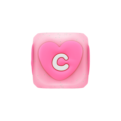 - - Glitter Silicone Charm Cube - Candy Heart