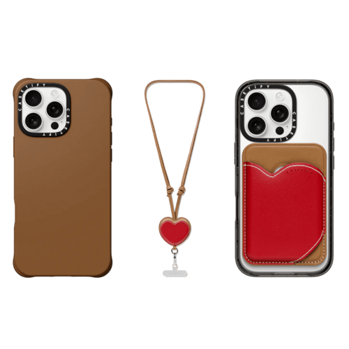 - - 3-in-1 BioVeg Set- iPhone 16 Pro Max (Tan) & Heart Wallet (Tan) & Heart Cross-body Strap (Tan)