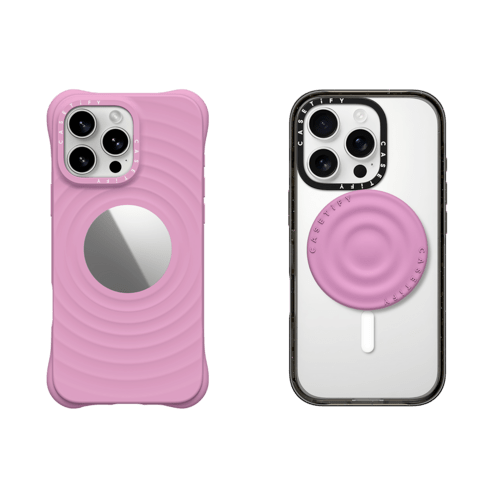 - - 2-in-1 Essentials Garden Set 2 - Ripple Mirror Case - Radish - iPhone 16 Pro Max& Snappy Ripple Grip Stand - Radish