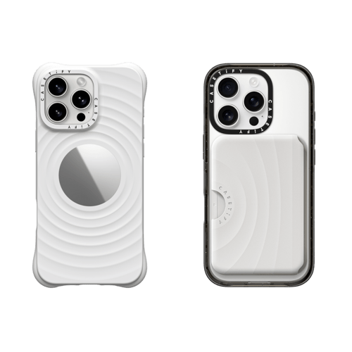 - - 2-in-1 Essentials Garden Set 1 - Ripple Mirror Case - White - iPhone 16 Pro Max& Snappy Ripple Wallet - White