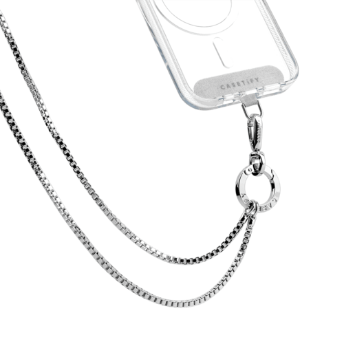 - - Metal Heart Cross-body Strap - Glossy Silver