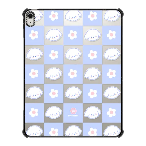 iPad Air 13-inch (M2 - M4) - Bichon Bibo Dog Pastel Checker with Flower