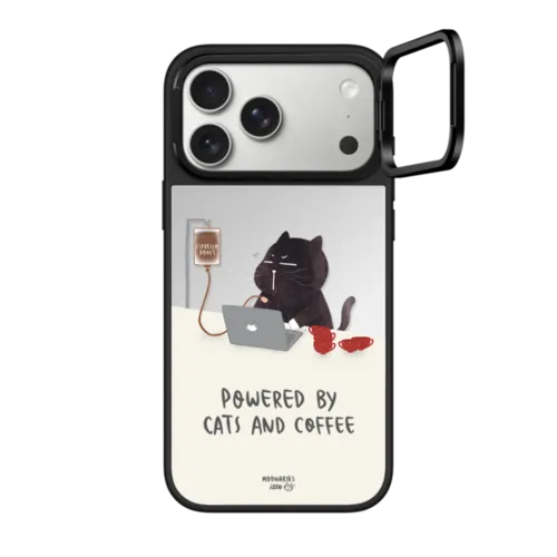 iPhone 17 Pro Max - Powered by cats and coffee by Moonaries illo