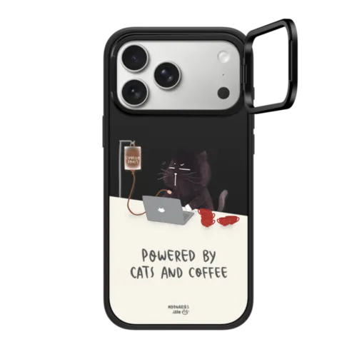 iPhone 17 Pro Max - Powered by cats and coffee by Moonaries illo