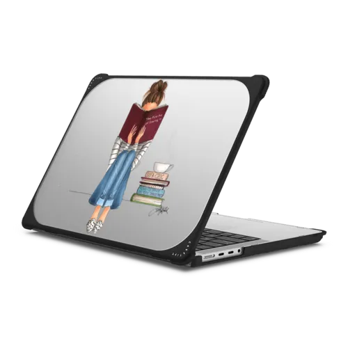 MacBook Pro 14-inch (M1 - M4) - The Fine Art of Staying In (Book Reading Girl, Brunette) MacBook Case