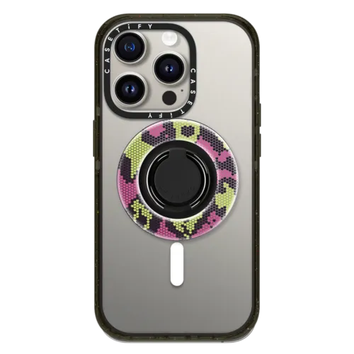 Snappy Ring Holder - Pink Green Heart Snake Print