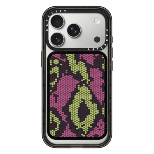 Snappy Cardholder Stand - Pink Green Heart Snake Print