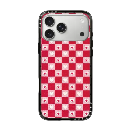 iPhone 17 Pro Max - Pink Red Heart Checker