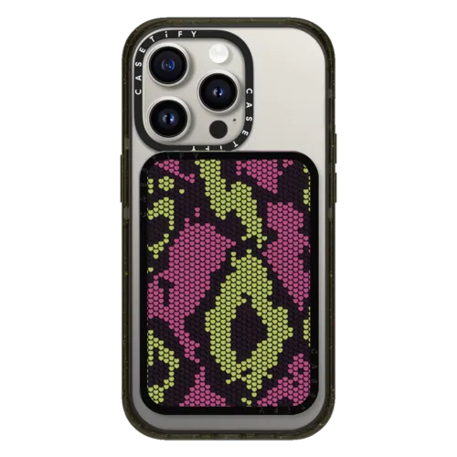 Snappy Cardholder Stand - Pink Green Heart Snake Print