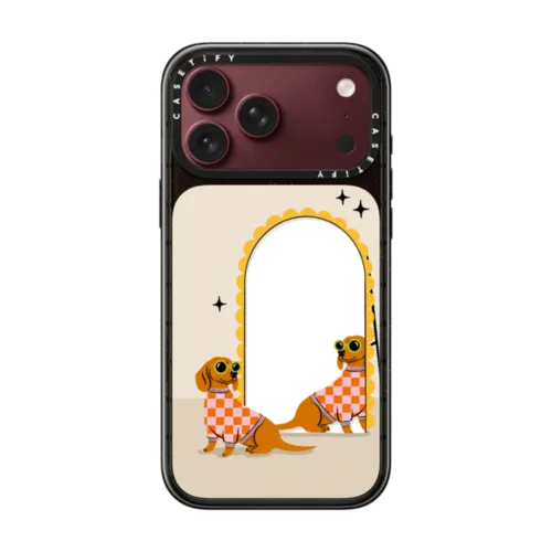 iPhone 18 Pro Max - Checkered Dachshund Mirror
