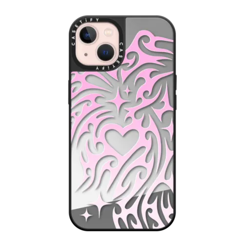 iPhone 13 - Transparent Cyber Sigil Neotribal Spiky Tribal Tattoo Heart Sparkle Star Pink White Gradient