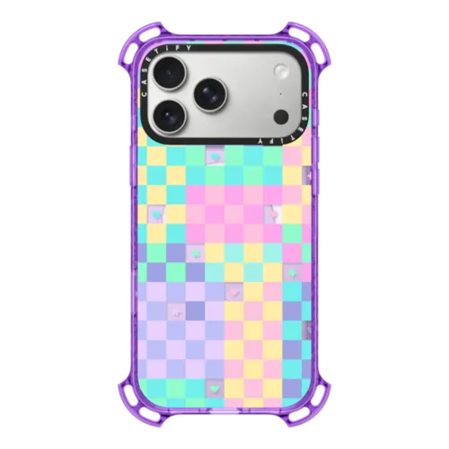 iPhone 17 Pro Max - Transparent Pastel Checkered Hearts Stars Pattern