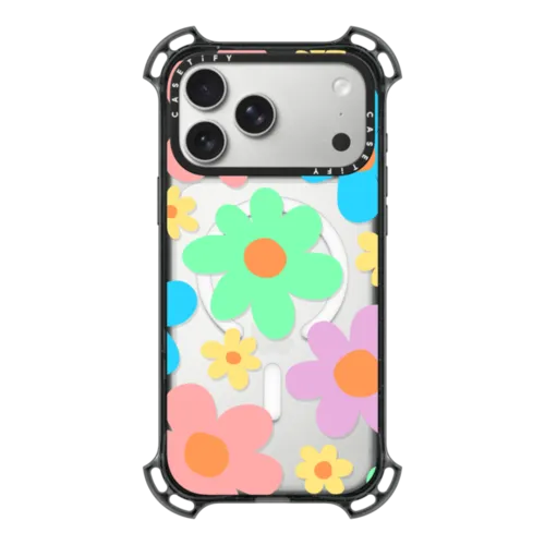 iPhone 17 Pro Max - Transparent Floral Pastel Colors 70s Retro Flower Power