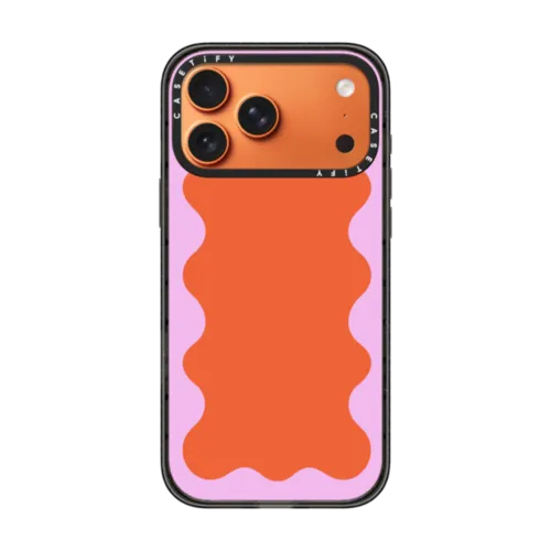 iPhone 17 Pro Max - Pink Wavy Border on Orange