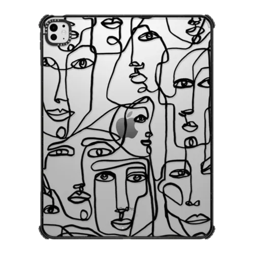 iPad Pro 13-inch (M4/M5) - FACE MOSAIC SKETCH 1 CLEAR CASE IPAD, ABSTRACT MINIMAL PEOPLE ILLUSTRATION By Ebi Emporium