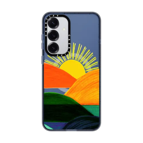 Galaxy S25+ - SIMPLE SUNSET 1, MINIMALIST COLORFUL LANDSCAPE MOUNTAINS SUN NATURE ILLUSTRATION By Ebi Emporium