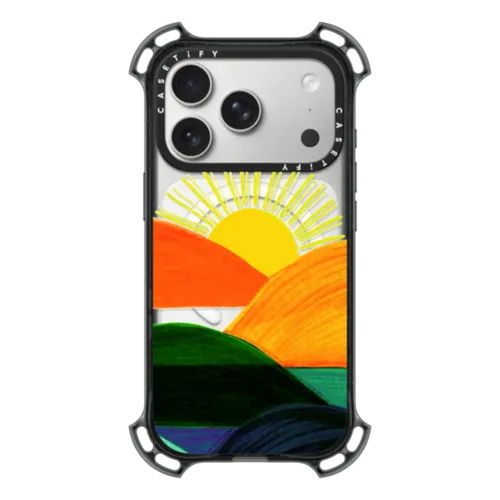 iPhone 17 Pro - SIMPLE SUNSET 1, MINIMALIST COLORFUL LANDSCAPE MOUNTAINS SUN NATURE ILLUSTRATION By Ebi Emporium