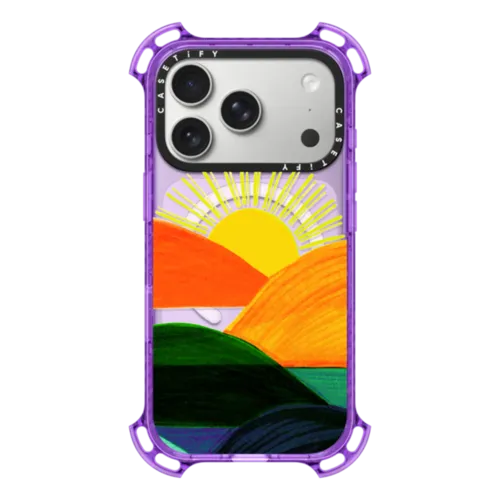 iPhone 17 Pro - SIMPLE SUNSET 1, MINIMALIST COLORFUL LANDSCAPE MOUNTAINS SUN NATURE ILLUSTRATION By Ebi Emporium