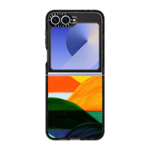 Galaxy Z Flip6 - SIMPLE SUNSET 1, MINIMALIST COLORFUL LANDSCAPE MOUNTAINS SUN NATURE ILLUSTRATION By Ebi Emporium