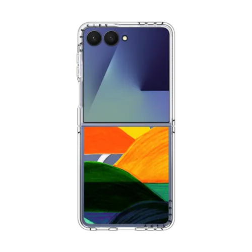 Galaxy Z Flip7 - SIMPLE SUNSET 1, MINIMALIST COLORFUL LANDSCAPE MOUNTAINS SUN NATURE ILLUSTRATION By Ebi Emporium