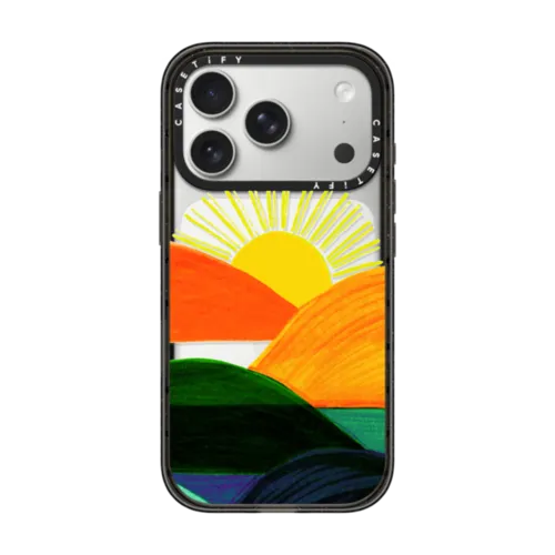 iPhone 17 Pro - SIMPLE SUNSET 1, MINIMALIST COLORFUL LANDSCAPE MOUNTAINS SUN NATURE ILLUSTRATION By Ebi Emporium