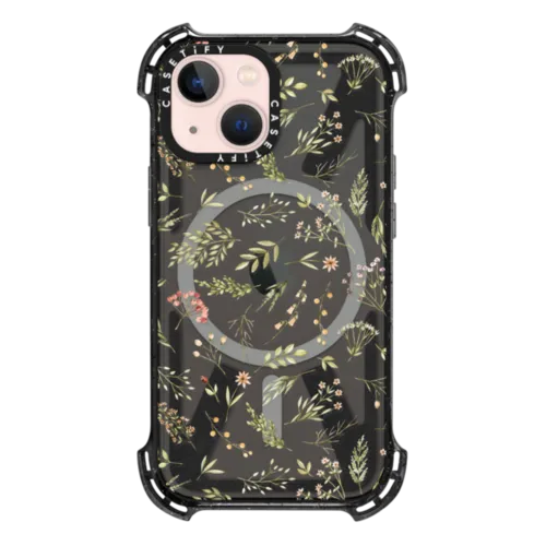 iPhone 13 Mini - Modern Pink Yellow Green Watercolor Floral Berries