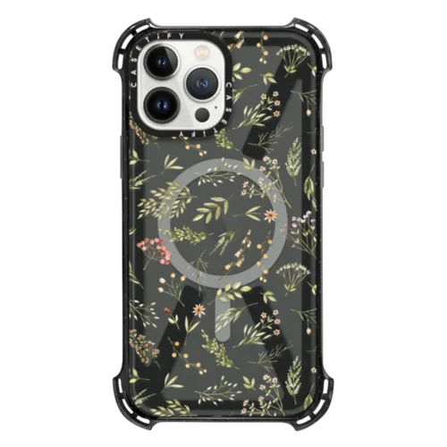 iPhone 13 Pro Max - Modern Pink Yellow Green Watercolor Floral Berries
