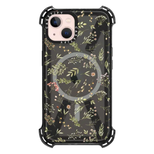 iPhone 13 - Modern Pink Yellow Green Watercolor Floral Berries