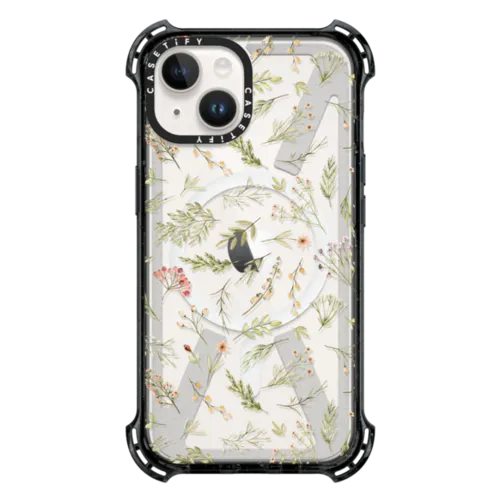 iPhone 14 - Modern Pink Yellow Green Watercolor Floral Berries