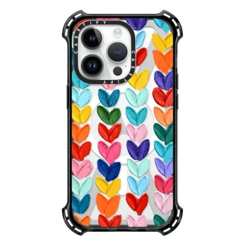 iPhone 14 Pro - Clear Polka Daub Hearts