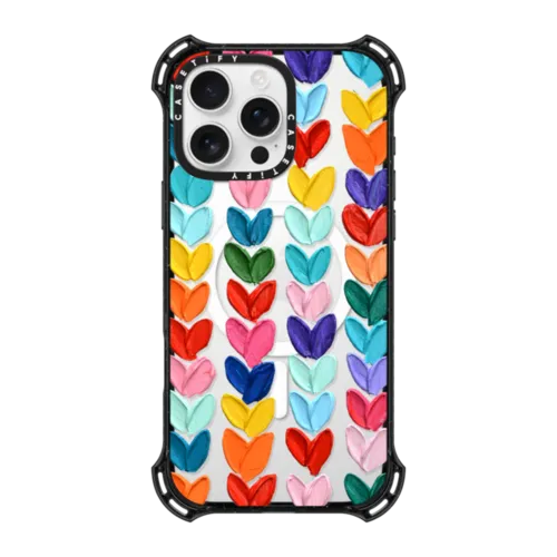 iPhone 16 Pro Max - Clear Polka Daub Hearts