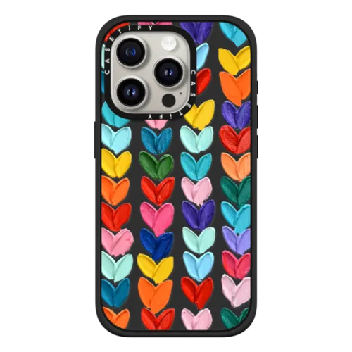 iPhone 15 Pro - Clear Polka Daub Hearts