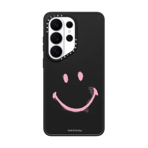 Galaxy S26 Ultra - Smiley Graffiti Custom Phone Case - Pink Smile