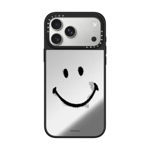 iPhone 17 Pro Max - Smiley Graffiti Custom Phone Case - Black Smile