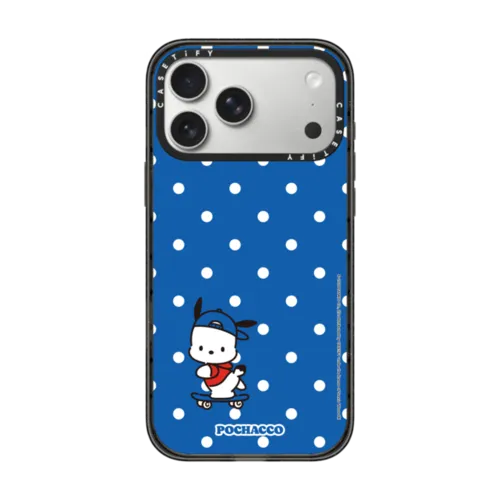 iPhone 17 Pro Max - Sanrio Puppy Pals - Pochacco with you Custom Case - Blue Dot - Skateboarding