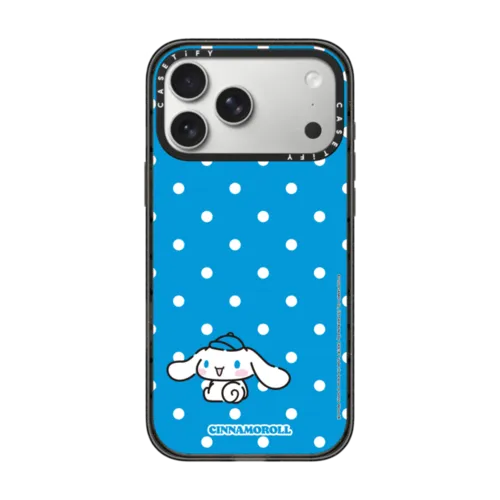 iPhone 17 Pro Max - Sanrio Puppy Pals - Cinnamoroll with you Custom Case - Blue Dotted - Chilling