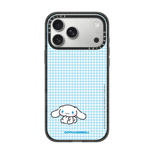 iPhone 17 Pro Max - Sanrio Puppy Pals - Cinnamoroll with you Custom Case - Checkered - Cheeking