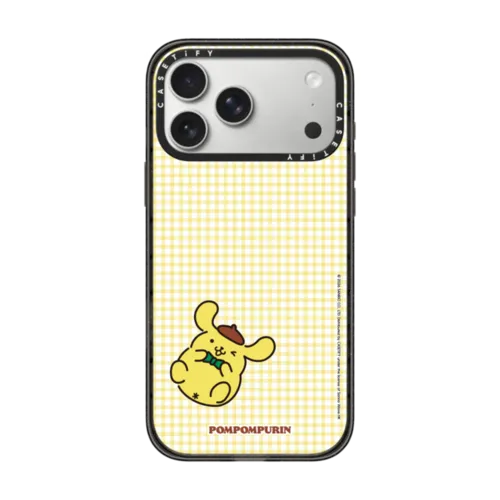 iPhone 17 Pro Max - Sanrio Puppy Pals - Pompompurin with you Custom Case - Checkered - Twirling