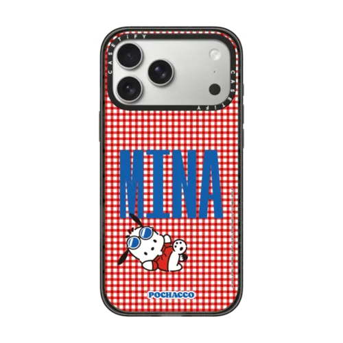 iPhone 17 Pro Max - Sanrio Puppy Pals - Pochacco with you Custom Case - Checkered - Sliding