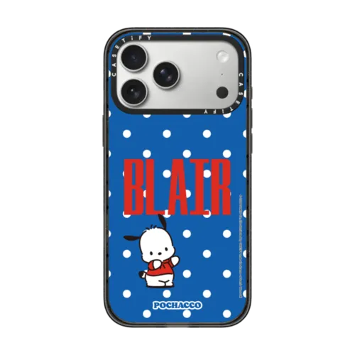 iPhone 17 Pro Max - Sanrio Puppy Pals - Pochacco with you Custom Case - Blue Dotted - Dozing-off 