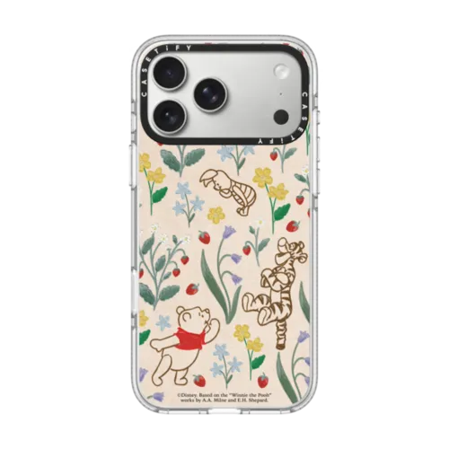 iPhone 17 Pro Max - Winnie The Pooh Embroidered Floral Pattern Phone Case