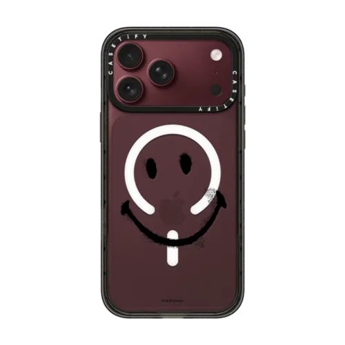 iPhone 18 Pro Max - Smiley Graffiti Custom Phone Case - Black Smile