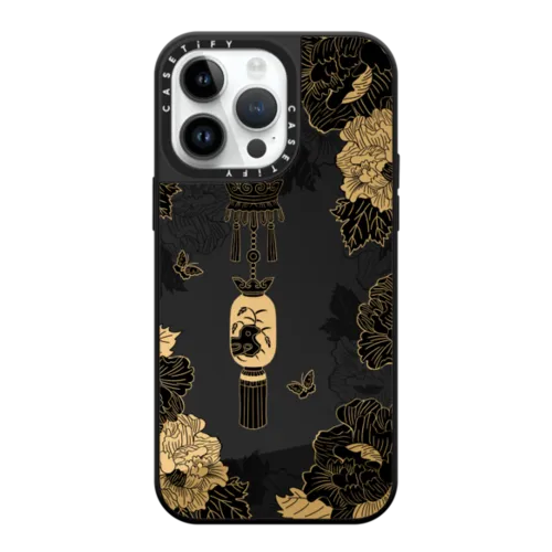 iPhone 14 Pro Max - Yellow flowers black Case